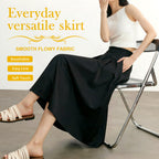 Women's Elastic-Waist A-Line Maxi Skirt with Pockets