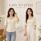 Women's Ruched Puff-sleeve T-Shirt