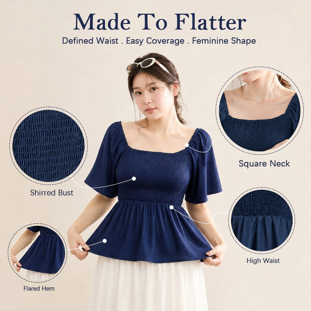 Women's High-Waist Square-Neck Blouse