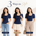 Women's Square-Neck Puff-sleeve Blouse