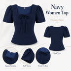 Women's Square-Neck Puff-sleeve Blouse