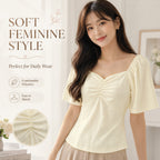 Women's Ruched Puff-sleeve T-Shirt