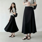 Women's Elastic-Waist A-Line Maxi Skirt with Pockets