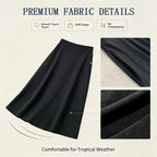 Women's Elastic-Waist A-Line Maxi Skirt with Pockets