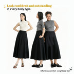 Women's Elastic-Waist A-Line Maxi Skirt with Pockets