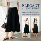 Women's Elastic-Waist A-Line Maxi Skirt with Pockets