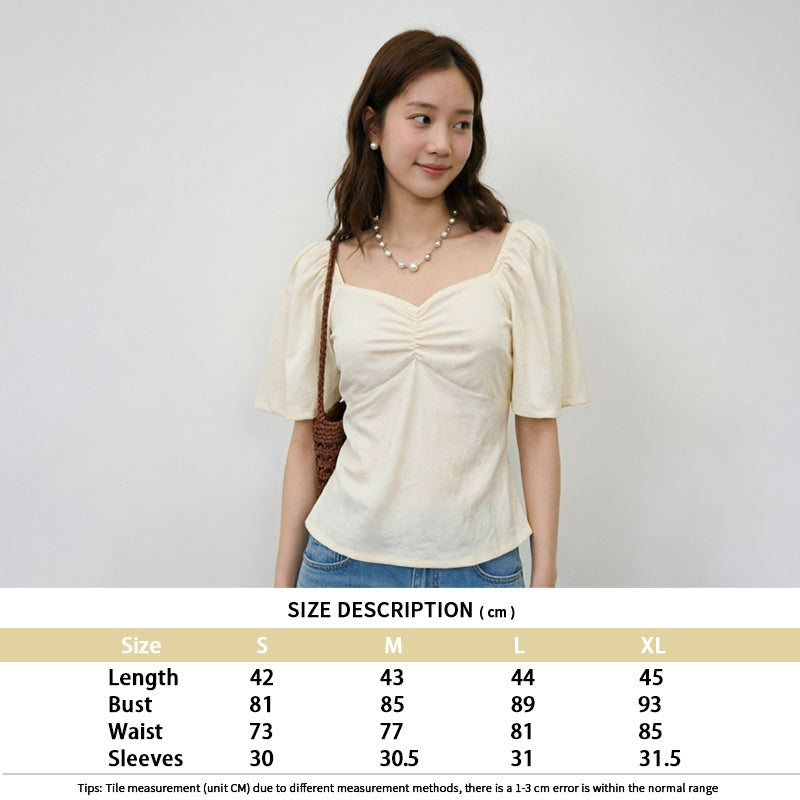 Size chart for Women's Ruched Puff-sleeve T-Shirt