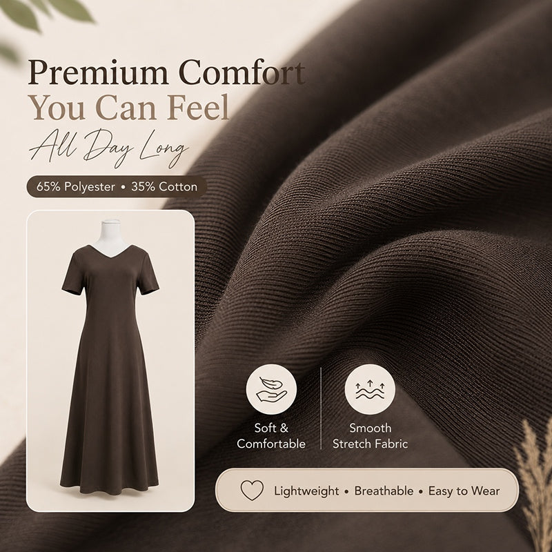 V-Neck Cotton Maxi Dress