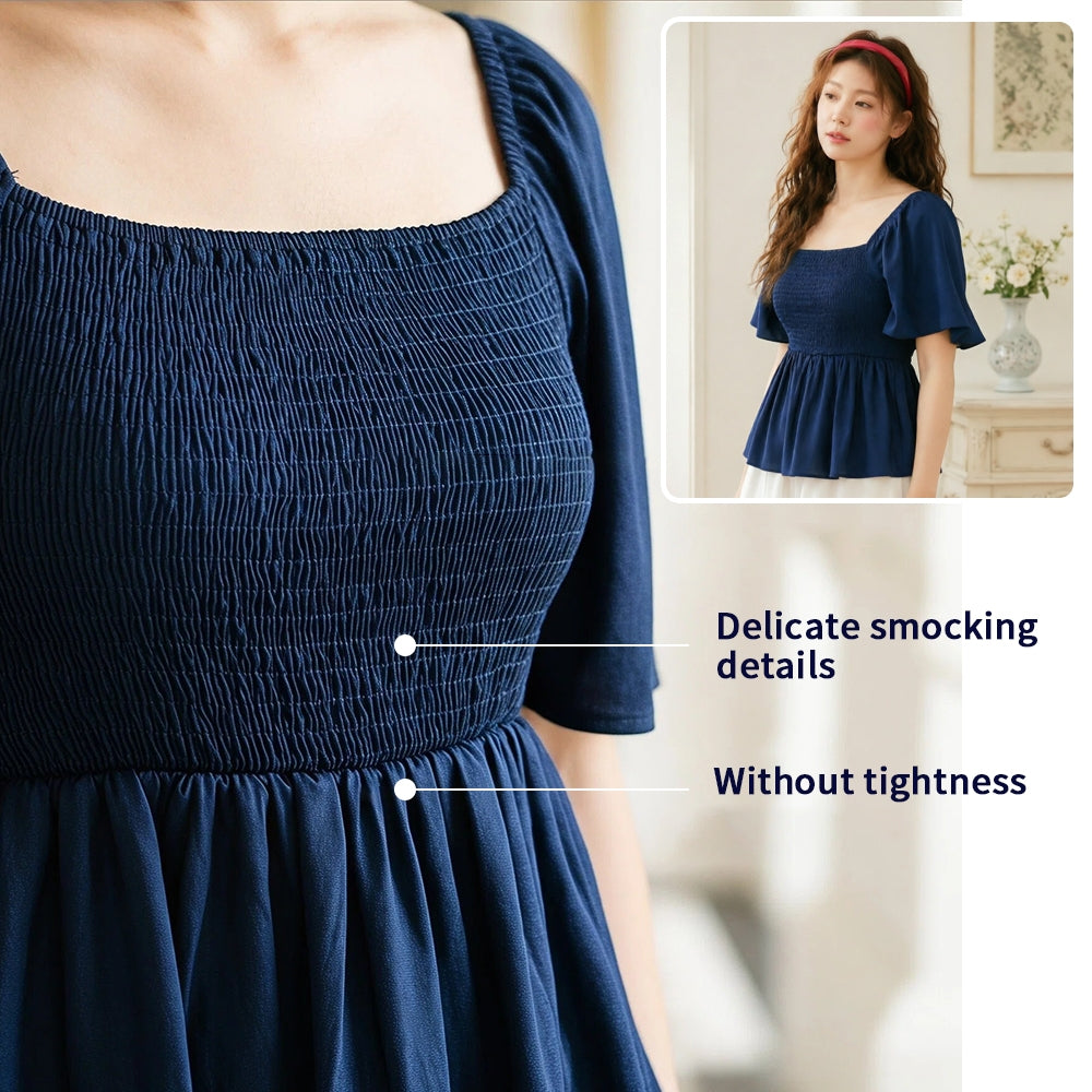 Women's High-Waist Square-Neck Blouse