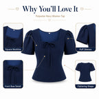 Women's Square-Neck Puff-sleeve Blouse