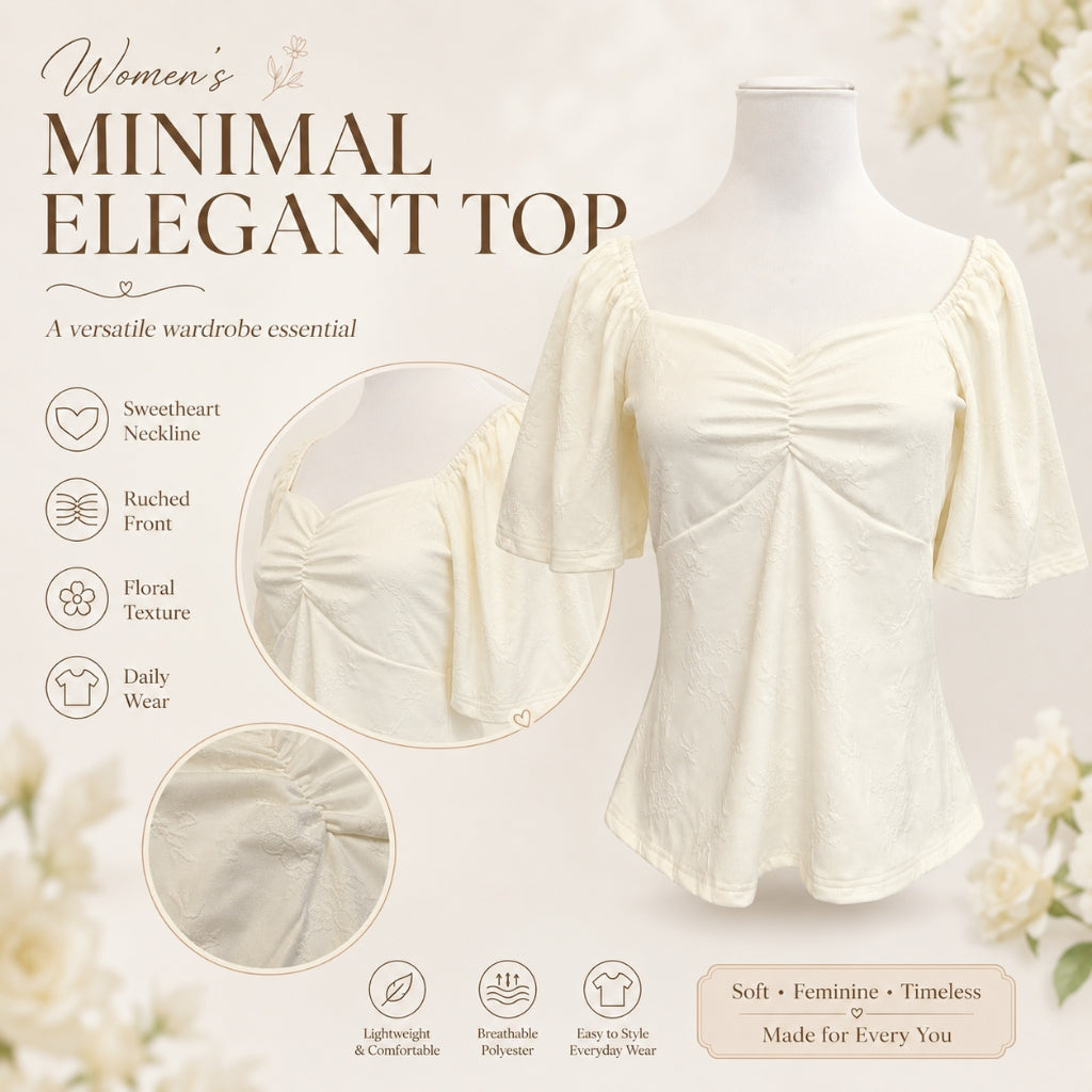 Women's Ruched Puff-sleeve T-Shirt