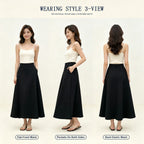 Women's Elastic-Waist A-Line Maxi Skirt with Pockets
