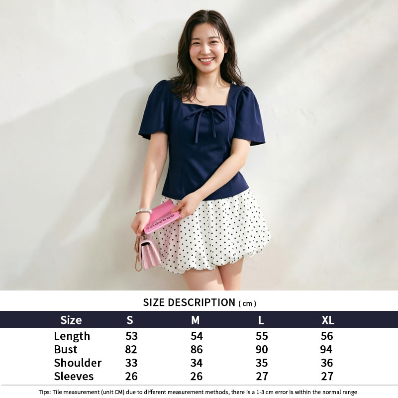 Size chart for Women's Square-Neck Puff-sleeve Blouse
