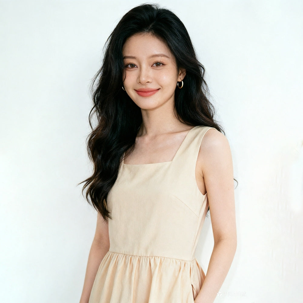 Women's Square-Neck Sleeveless Ruffle Dress