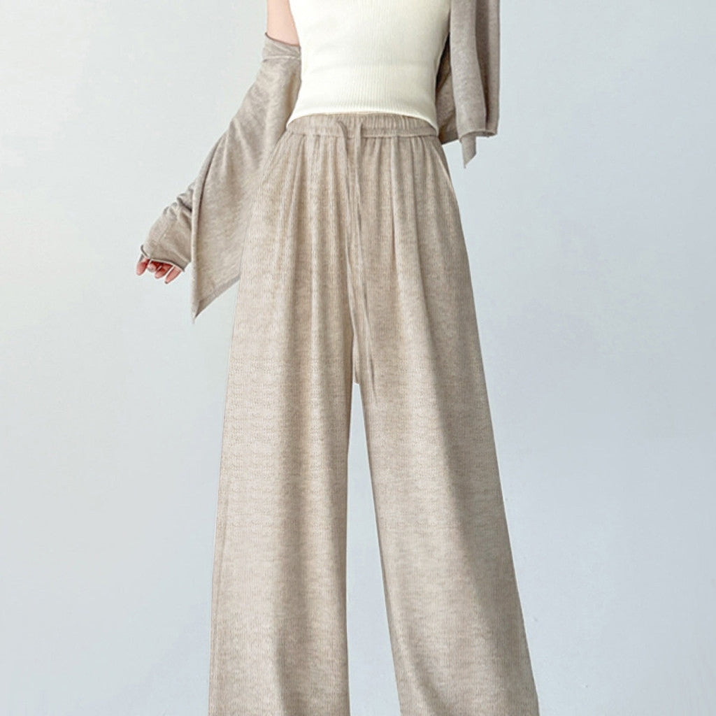 Women's High-Waist Knit Wide-Leg Trousers