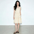 Women's Square-Neck Sleeveless Ruffle Dress