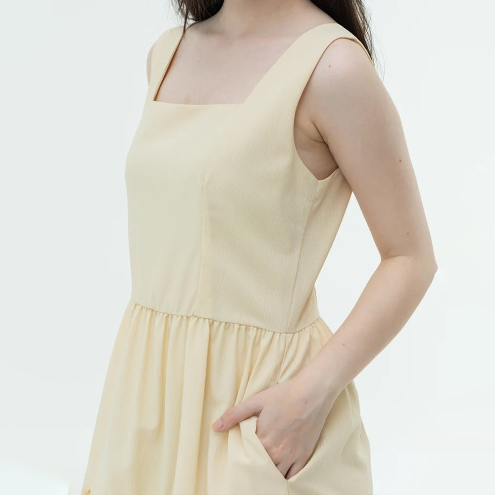 Women's Square-Neck Sleeveless Ruffle Dress