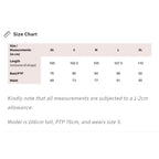 Size chart for Women's Sleeveless Jumpsuit