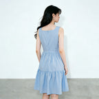 Women's Square-Neck Sleeveless Ruffle Dress