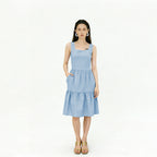 Women's Square-Neck Sleeveless Ruffle Dress