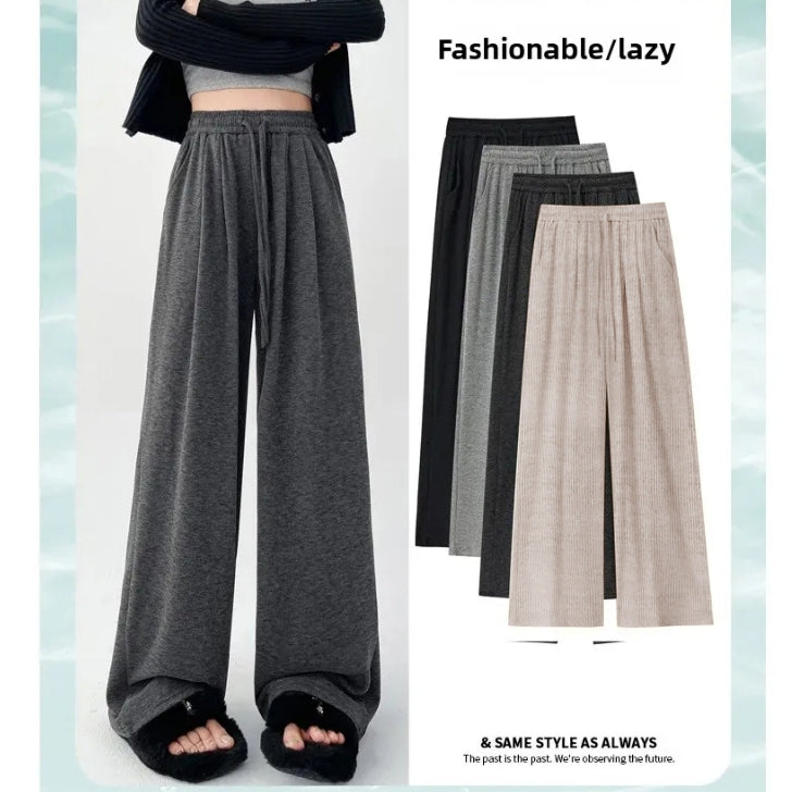 Women's High-Waist Knit Wide-Leg Trousers