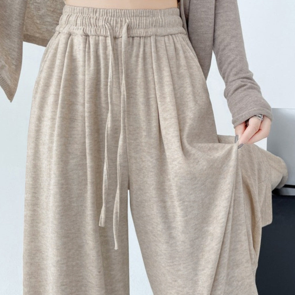 Women's High-Waist Knit Wide-Leg Trousers